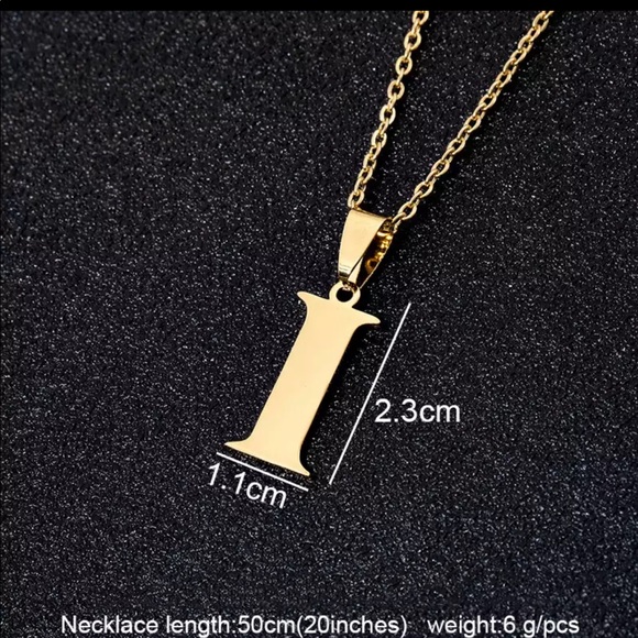 Stainless Steel Letter *I* Gold Pedant Necklace, nice Necklace, cute Necklace. - Picture 2 of 2